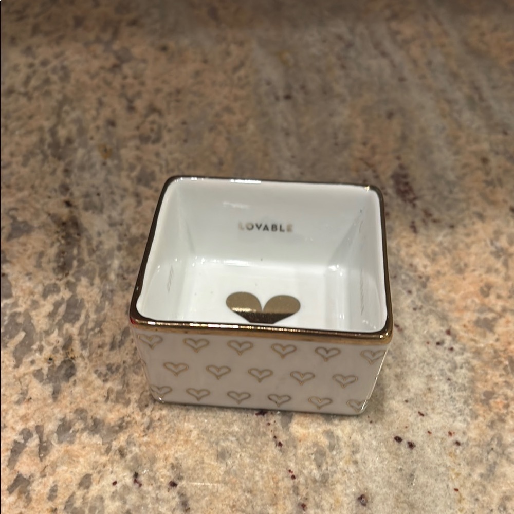Heart Trinket Dish - White and Gold - Picture 1 of 5